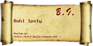 Bohl Ipoly névjegykártya